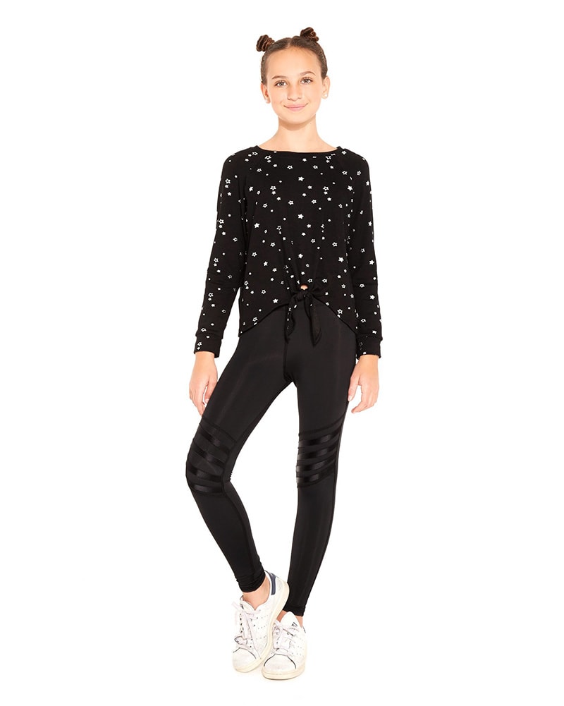 Terez Moto Stitch Legging - 1135 Girls - Black - Activewear - Bottoms - Dancewear Centre Canada