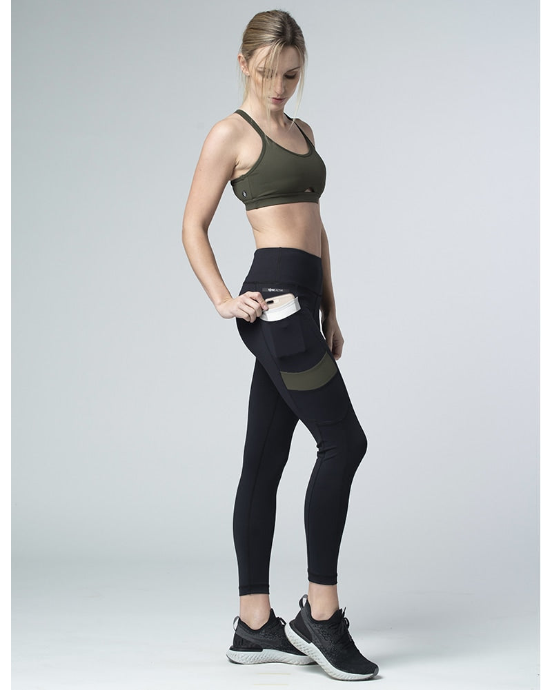 Tonic Active Elm Leggings - Womens - Black/Silver/Green - Activewear - Bottoms - Dancewear Centre Canada