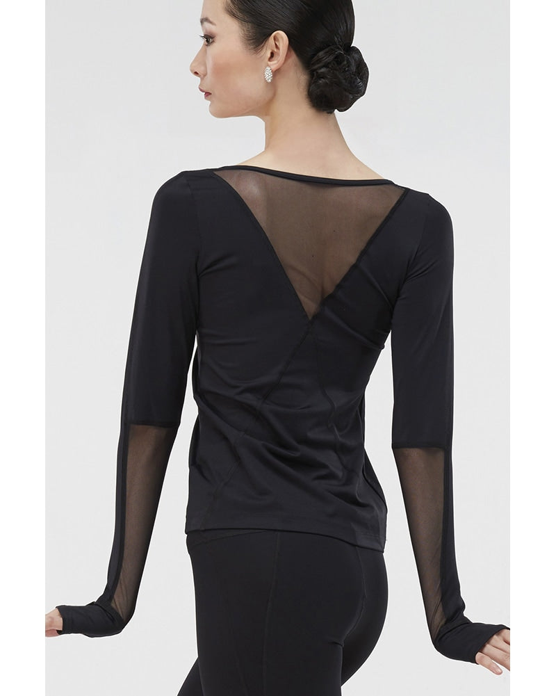 Wear Moi Arezza Mesh Detail Long Sleeve Shirt - Womens - Dancewear - Tops - Dancewear Centre Canada
