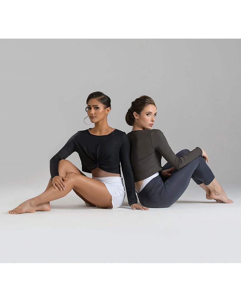 Ballet Rosa Megumi Stretch Bamboo Long Sleeve Twist Crop Top - Womens - Dancewear - Tops - Dancewear Centre Canada