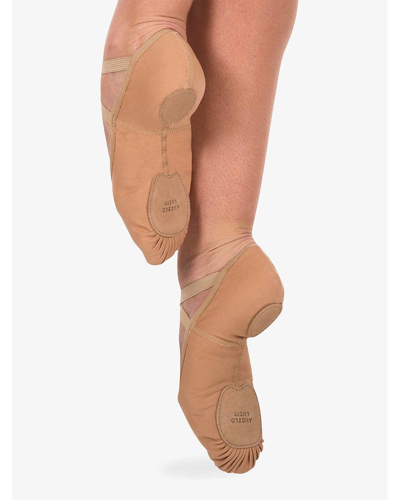 Angelo Luzio 4-Way Total Stretch Canvas Split Sole Ballet Slippers - 248 Womens Jazzy Tan 5 UK Medium