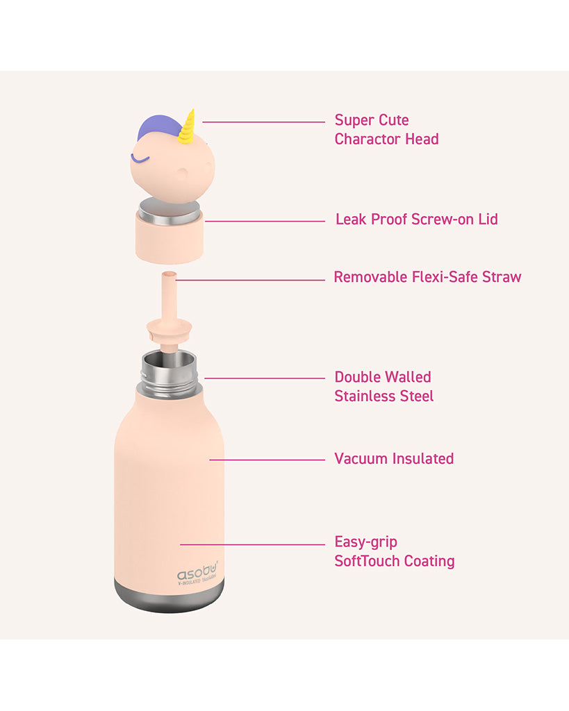 Asobu 16oz Bestie Insulated Stainless Steel Water Bottle - Sparkle the Unicorn