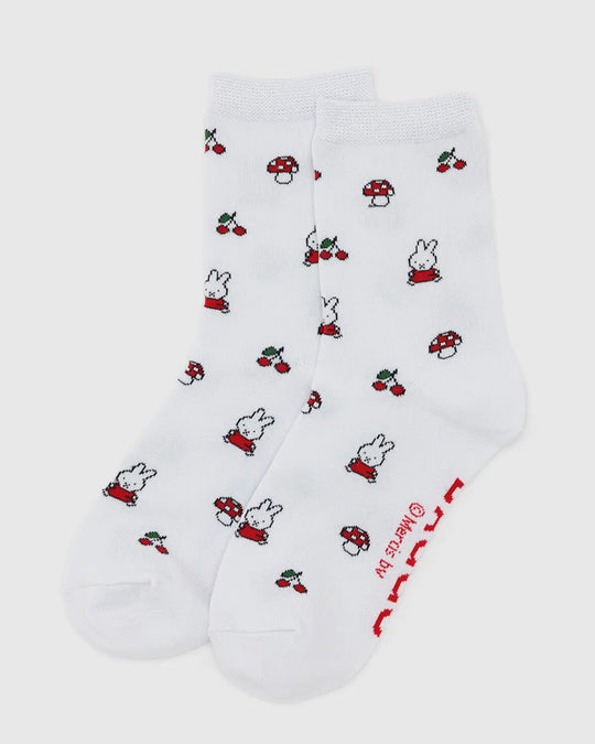 Baggu Crew Socks - Miffy White