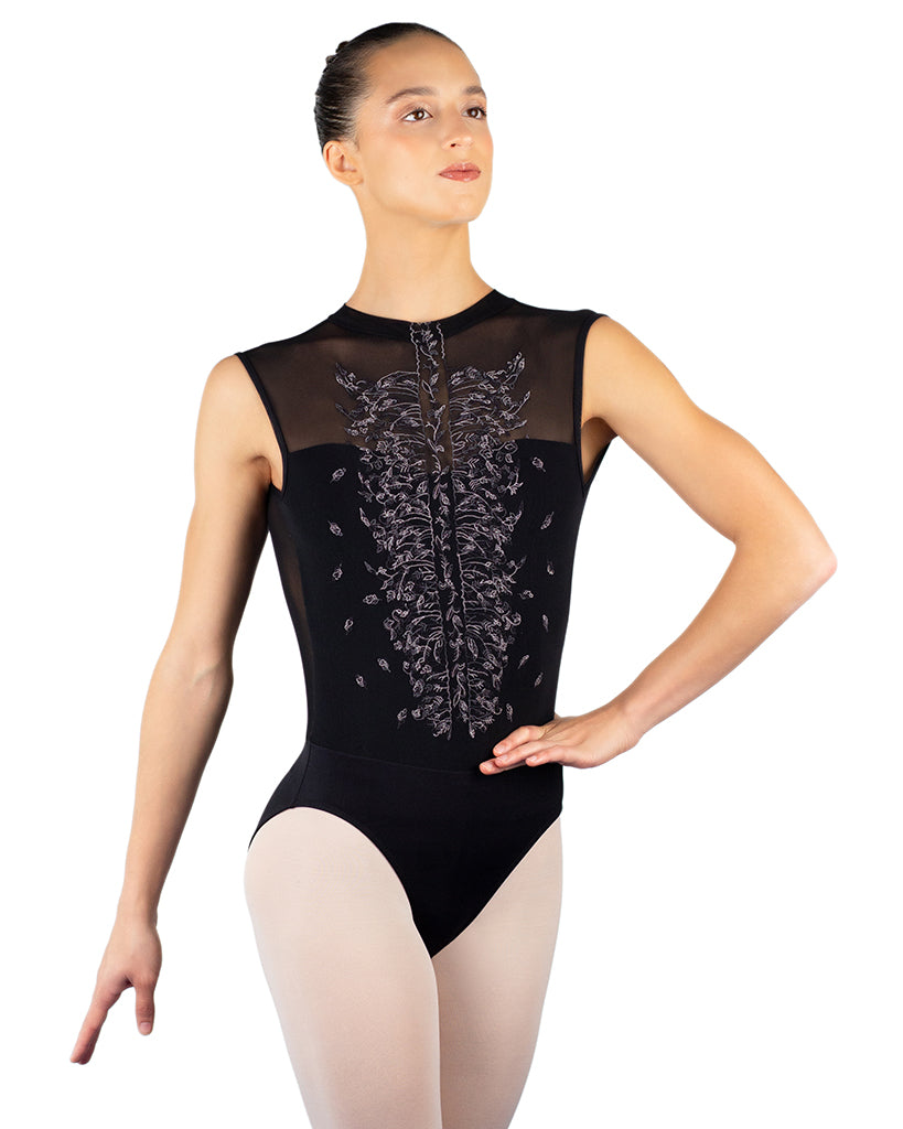 Ballet Rosa Harper High Neck Mesh Open Back Sleeveless Leotard - Womens