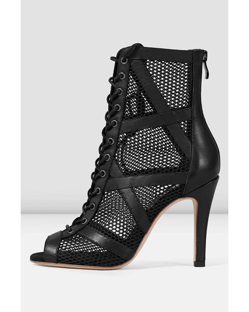 Bloch Allure Lace Front Zipper Back Mesh & Leather Heels Dancing Boot - S0890L Womens