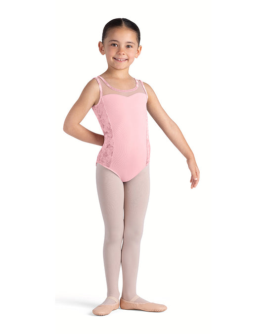 Bloch Amelia Scoop Sweetheart Neck Velvet Diamante Mesh Back Tank Leotard - CL5645 Girls