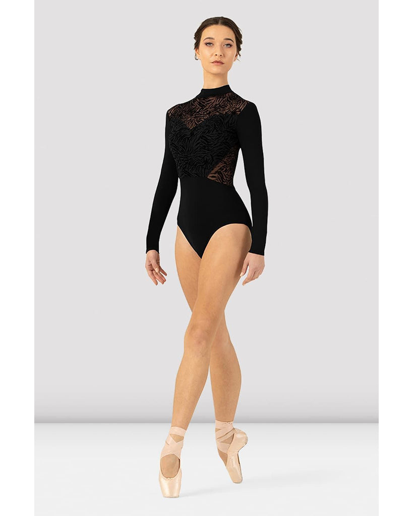 Bloch Blanche Mock Neck SweetHeart Mesh Back Long Sleeve Leotard - L1299 Womens