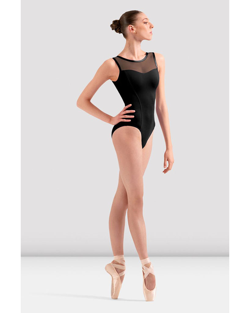 Bloch Boat Neck Mesh Cross Back Tank Leotard - L40012 Womens