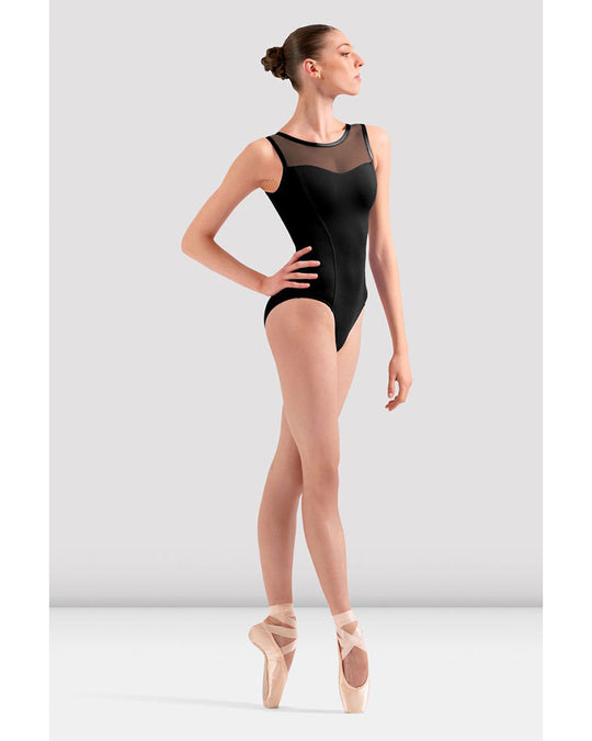 Bloch Boat Neck Mesh Cross Back Tank Leotard - L40012 Womens