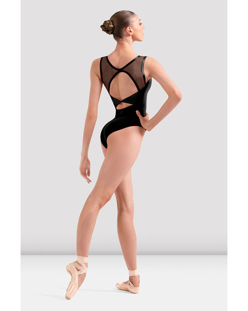 Bloch Boat Neck Mesh Cross Back Tank Leotard - L40012 Womens