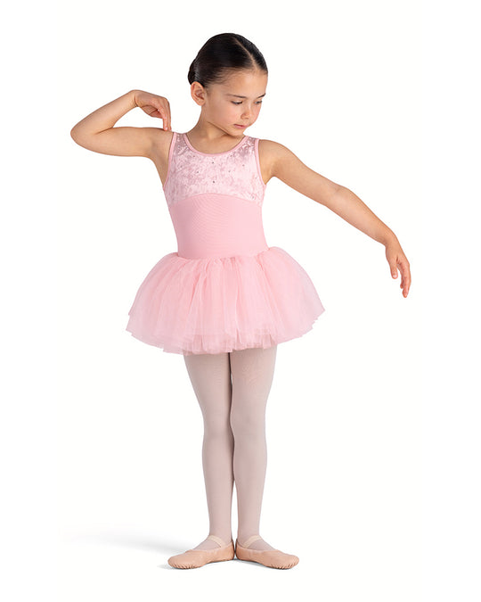 Bloch Callie Scoop Neck Diamante Velvet Open Back Tutu Ballet Dress - CL5635 Girls