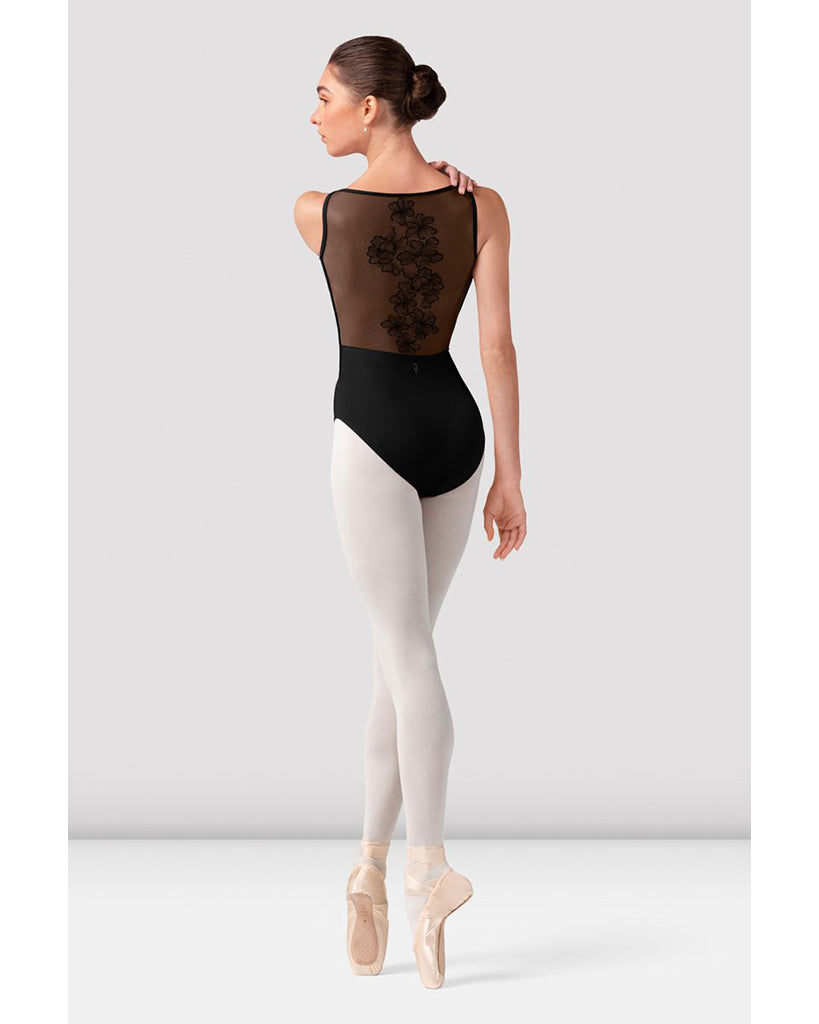 Bloch Emma Boat Neck Embroidered Floral Mesh Back Camisole Leotard - L40004 Womens