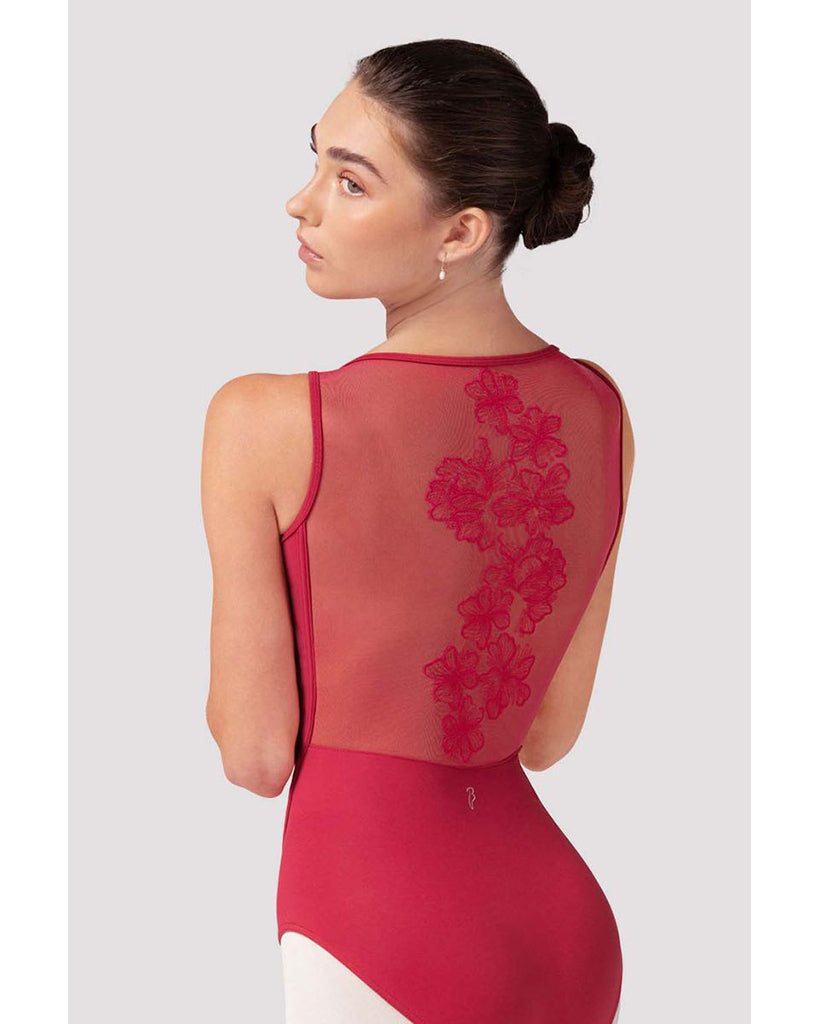 Bloch Emma Boat Neck Embroidered Floral Mesh Back Camisole Leotard - L40004 Womens