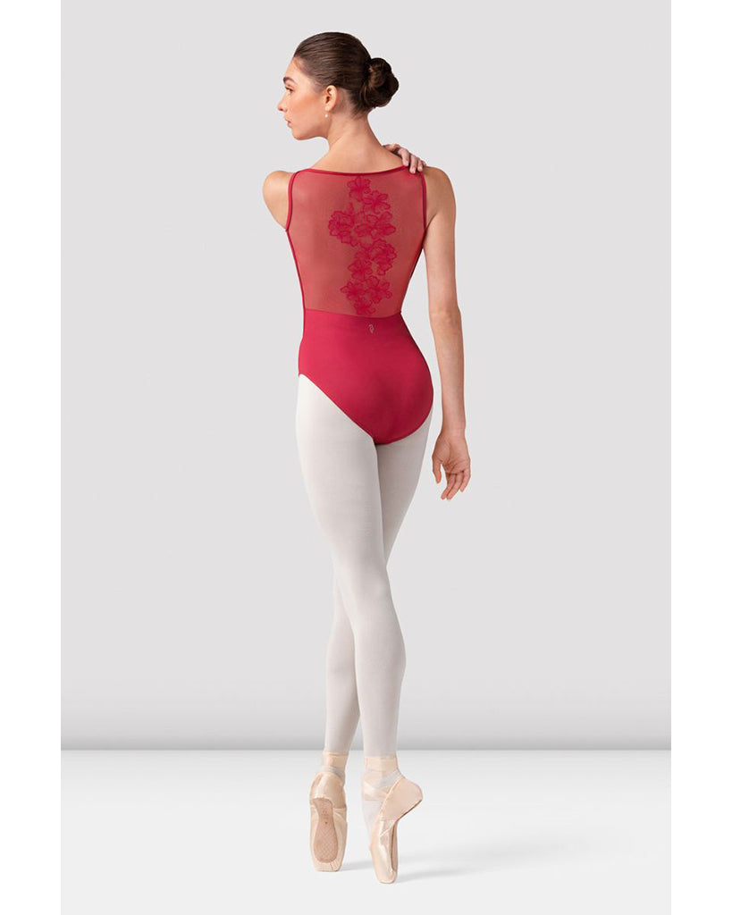 Bloch Emma Boat Neck Embroidered Floral Mesh Back Camisole Leotard - L40004 Womens