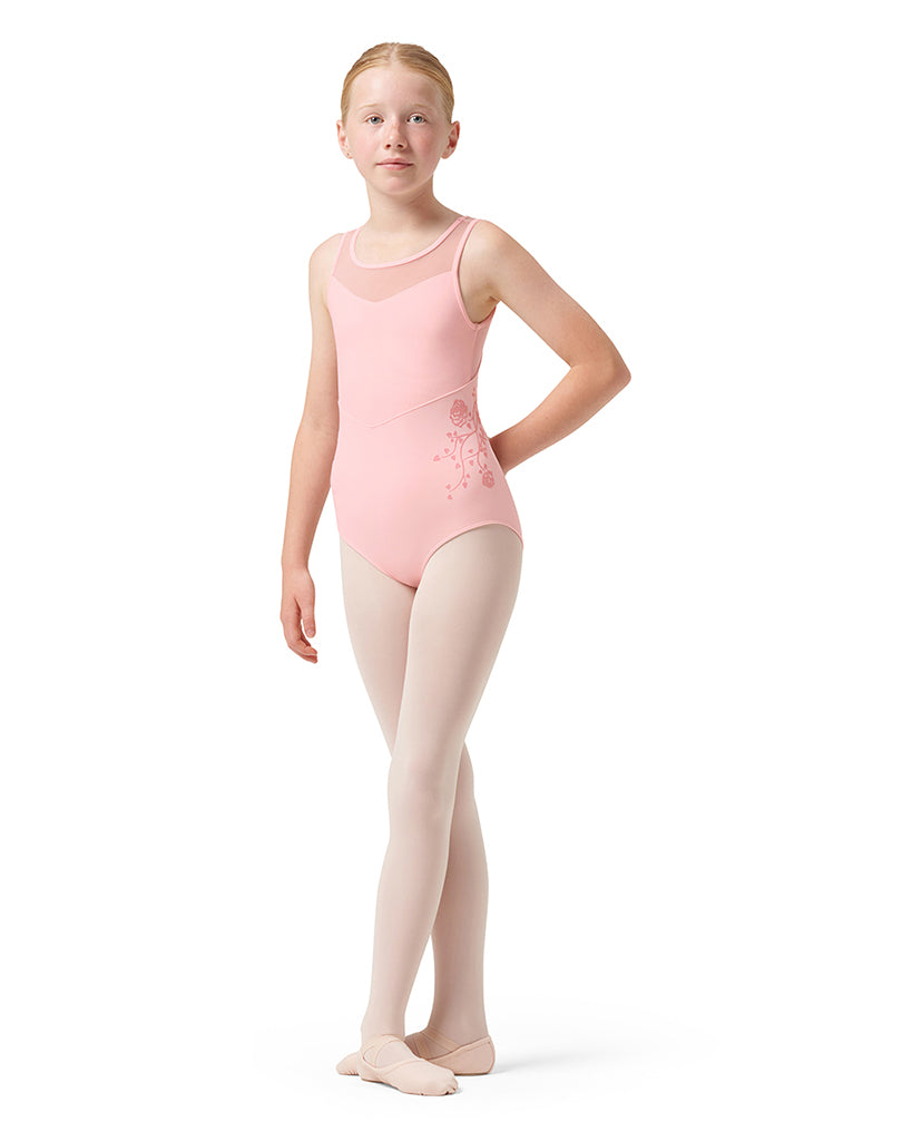 Bloch Hannah Scoop Mesh Neck Rose Vine Tank Leotard - CL0535 Girls