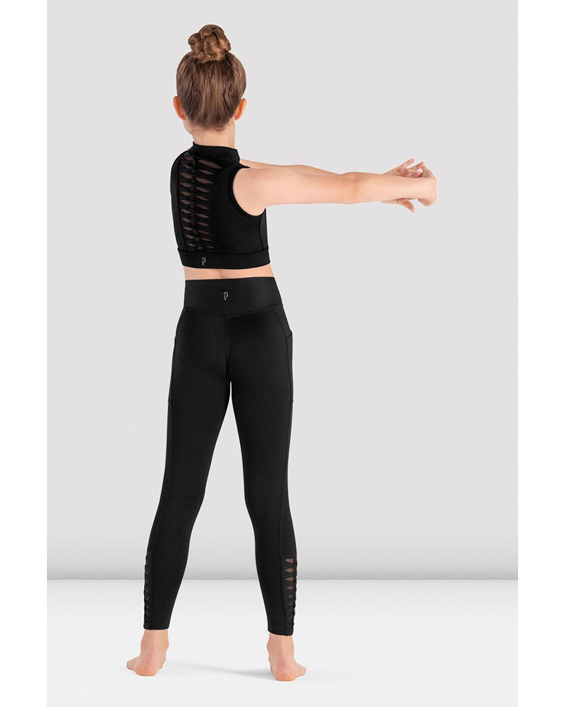 Bloch Jacky High Neck Zip Front Weave Detail Mesh Back Crop Top - CZ8465 Girls