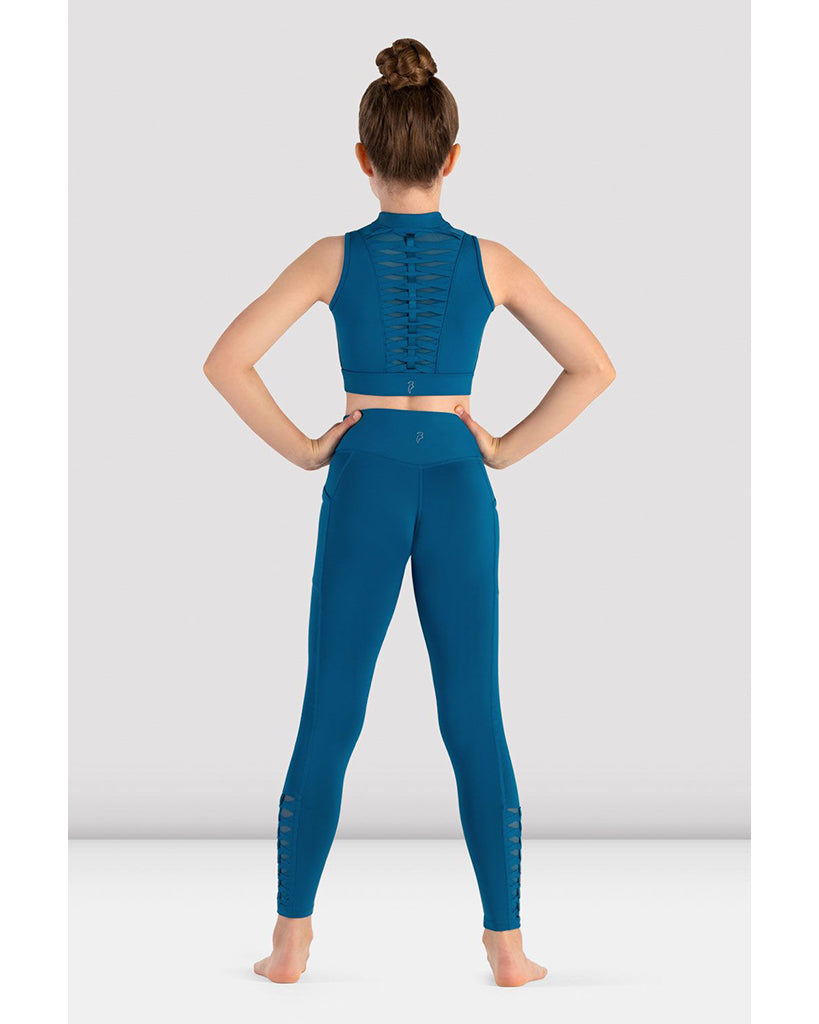 Bloch Jacky High Neck Zip Front Weave Detail Mesh Back Crop Top - CZ8465 Girls