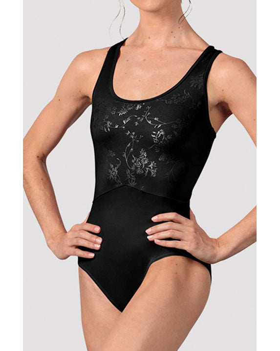 Bloch Kira Scoop Neck Delicate Floral Double Strap Cross Back Tank Leotard -  L50007 Womens