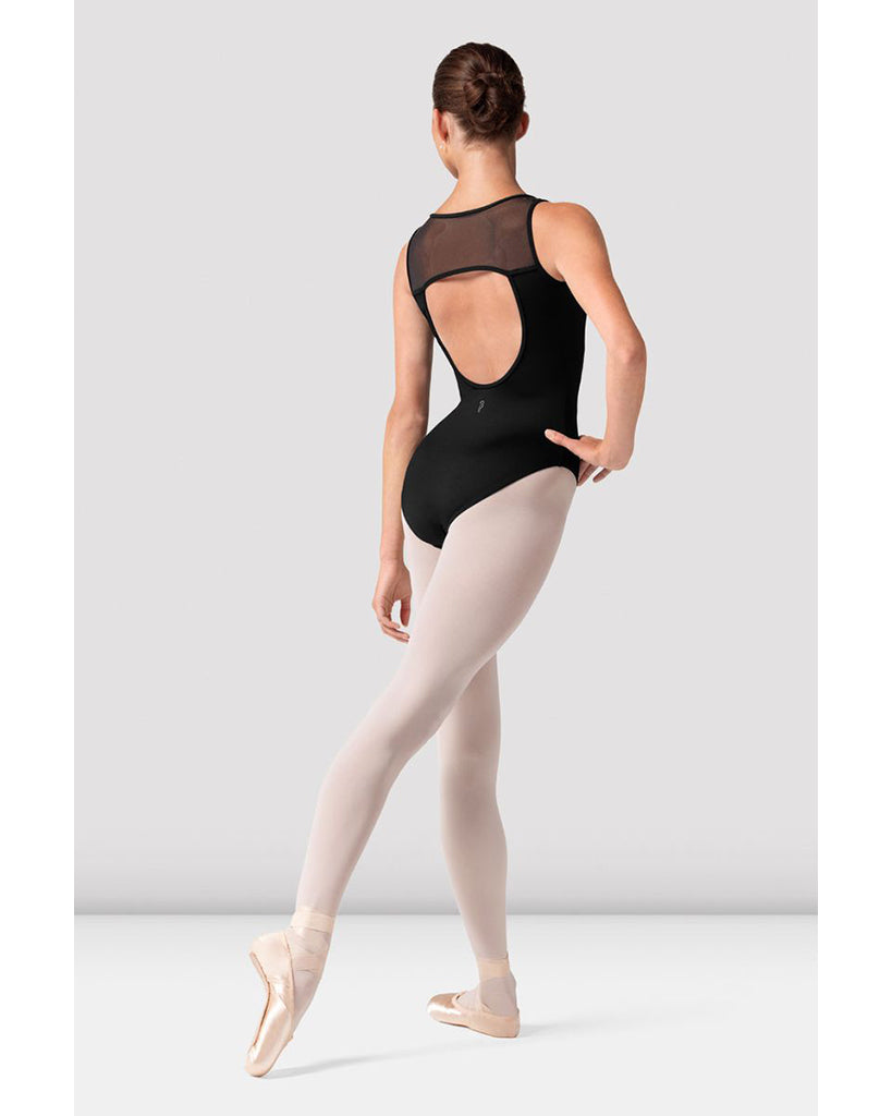 Bloch Layla Square Neck Open Mesh Back Tank Leotard - L50003B Womens - Black