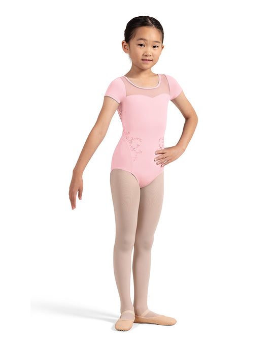 Bloch Leilani Mesh Back Embroidered Detail Cap Sleeve Leotard - CL4242 Girls