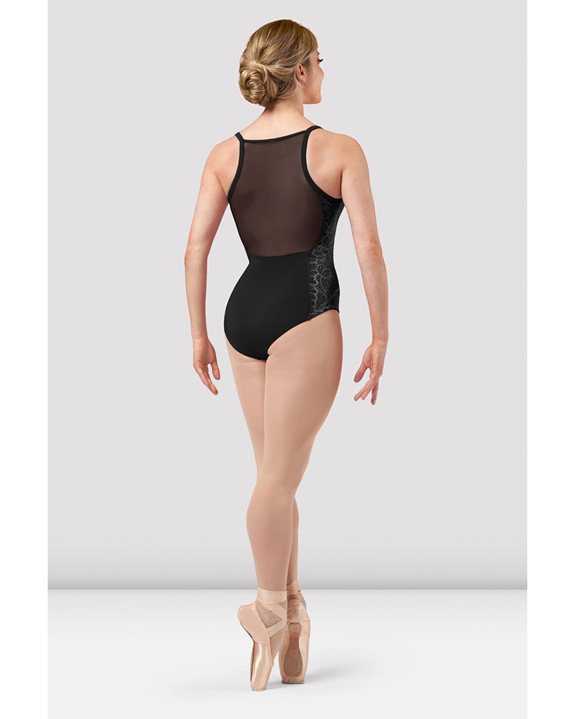 Bloch Luna Scoop Neck Mesh Back Lace Print Camisole Leotard - L0247 Womens
