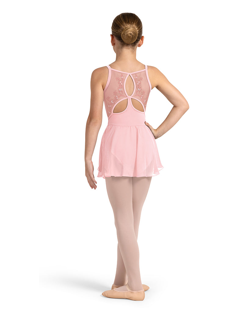 Bloch Poppy Scoop Neck Mesh Embroidered Back Skirt Ballet Dress - CL4217 Girls