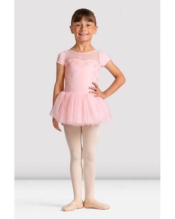 Bloch Sharon Sweetheart Neck Metallic Floral Mesh Cross Back Cap Sleeve Tutu Ballet Dress - CL20007 Girls
