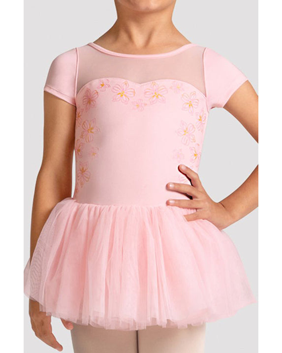 Bloch Sharon Sweetheart Neck Metallic Floral Mesh Cross Back Cap Sleeve Tutu Ballet Dress - CL20007 Girls