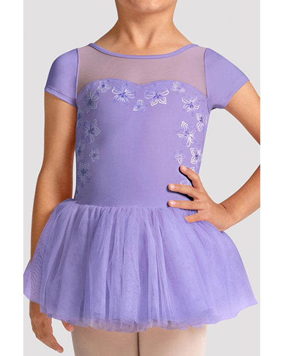 Bloch Sharon Sweetheart Neck Metallic Floral Mesh Cross Back Cap Sleeve Tutu Ballet Dress - CL20007 Girls
