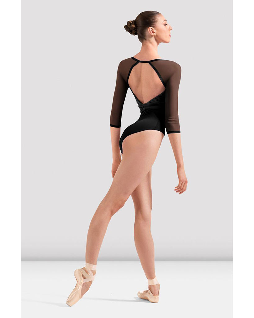 Bloch Square Neck Open Back Mesh 3/4 Sleeve Leotard - L60003 Womens