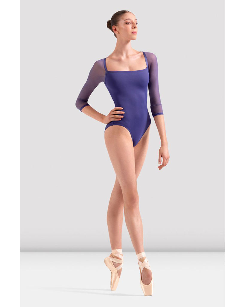 Bloch Square Neck Open Back Mesh 3/4 Sleeve Leotard - L60003 Womens