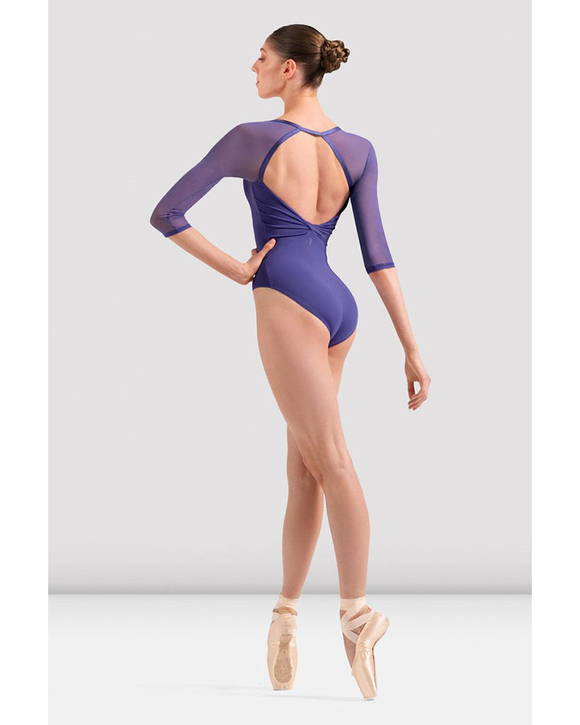 Bloch Square Neck Open Back Mesh 3/4 Sleeve Leotard - L60003 Womens