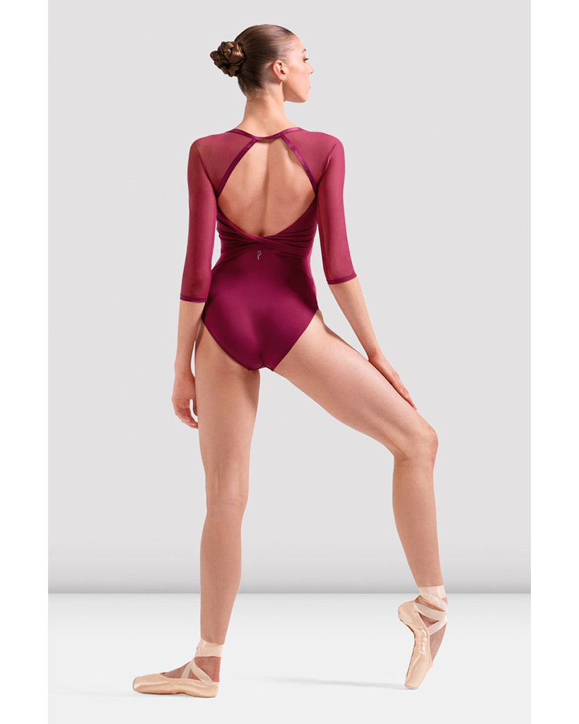 Bloch Square Neck Open Back Mesh 3/4 Sleeve Leotard - L60003 Womens