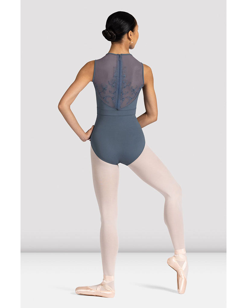 Bloch Alyssa High Neck Embroidered Mesh Back Sleeveless Leotard - L3375 Womens