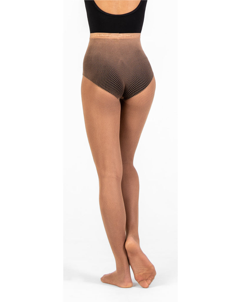 Body Wrappers A61 - Seamless Fishnet Dance Tights Womens Suntan Large/Extra Large