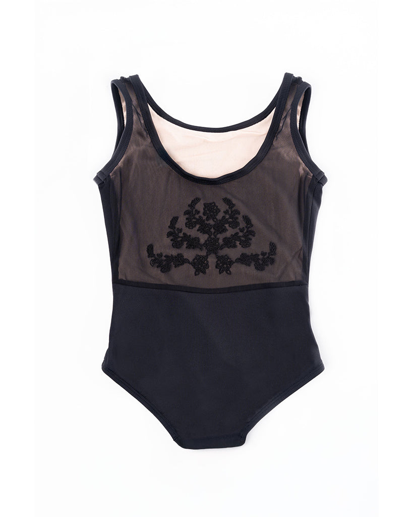 Body Wrappers Princess Aurora BoatNeck Embroidered Mesh Back Tank Leotard - 2494 Girls