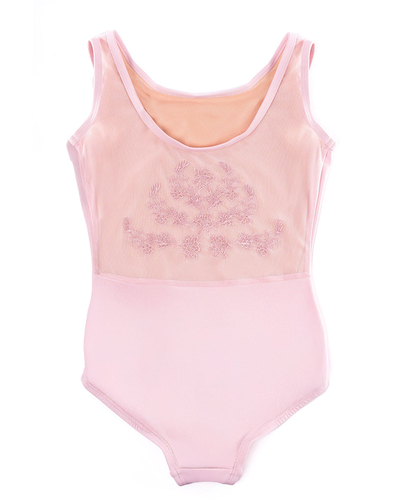Body Wrappers Princess Aurora BoatNeck Embroidered Mesh Back Tank Leotard - 2494 Girls