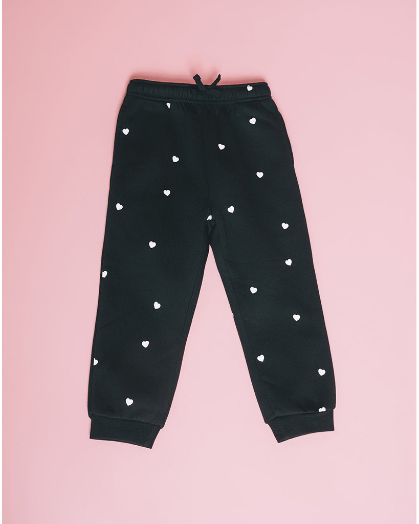 Brunette the Label Kids Tiny Heart Core Jogger Pants - Girls - Black / White