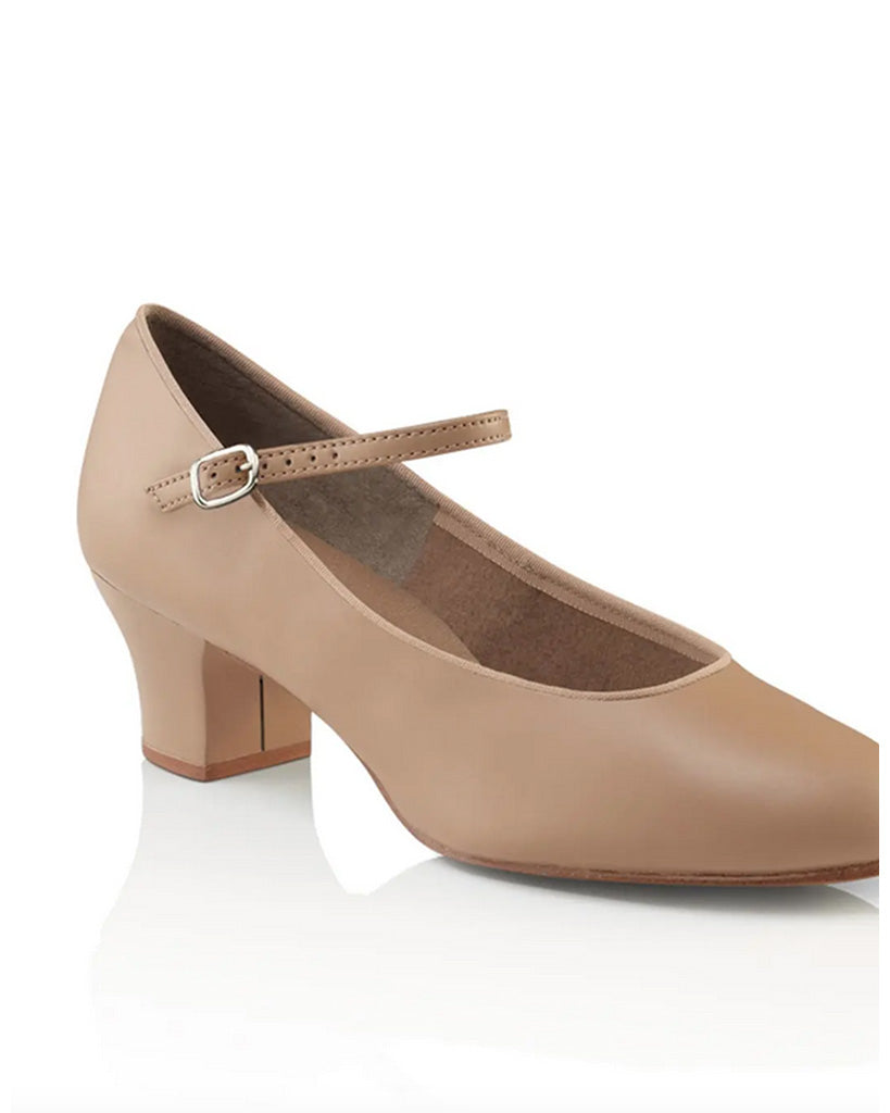 Capezio 459 - Jr. Footlight 1.5&quot; Suede Soled Character Shoes Womens Caramel 9 Medium