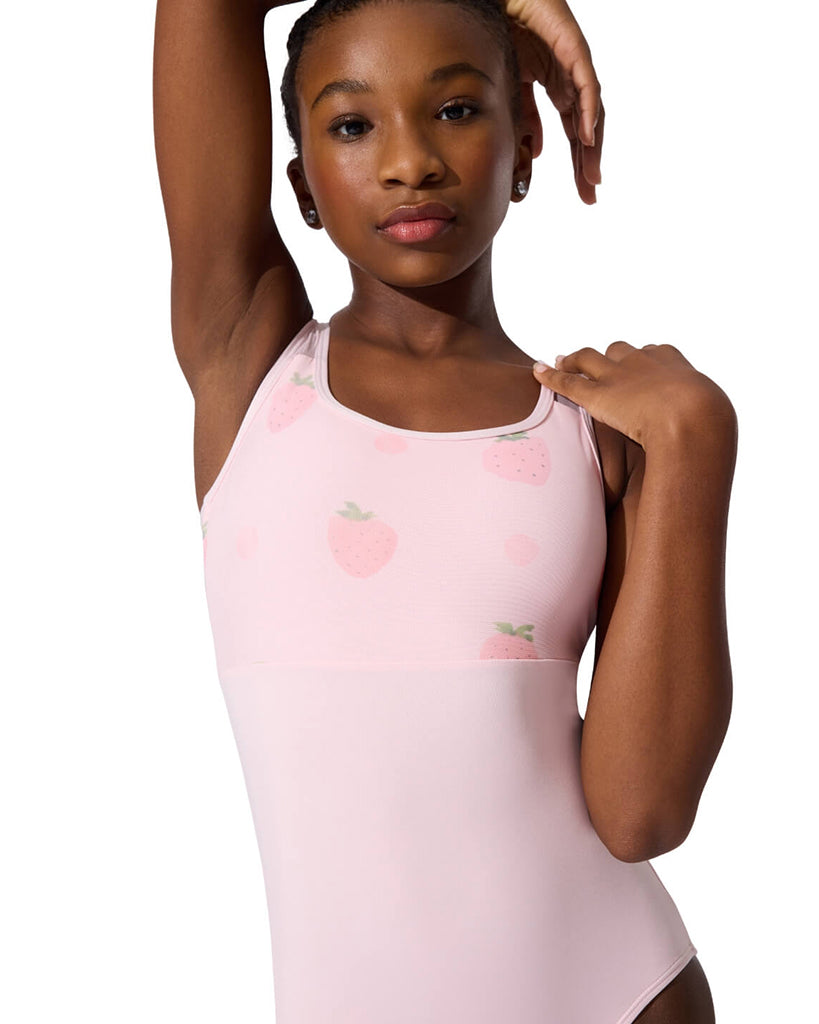 Capezio Berry Bliss Strawberry Print Mesh Tank Leotard - F12633C Girls