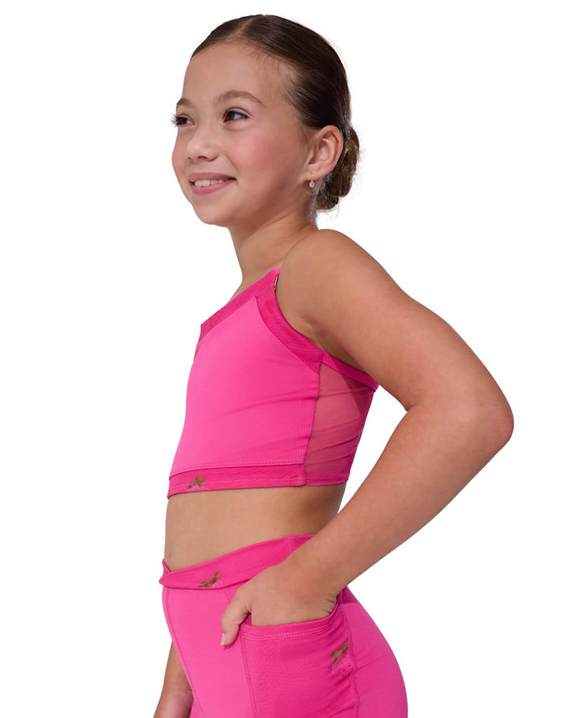 Capezio Berry Cute Longline Strawberry Print Mesh Camisole Bra Top - F12637C Girls