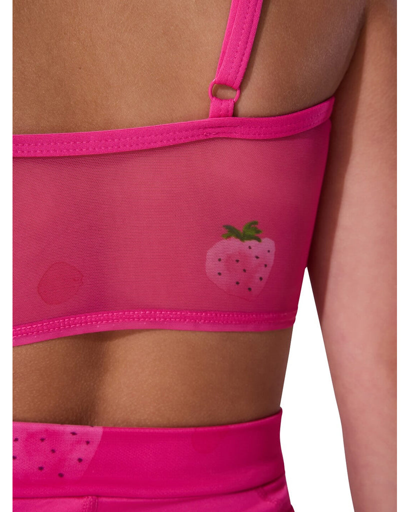 Capezio Berry Cute Longline Strawberry Print Mesh Camisole Bra Top - F12637C Girls