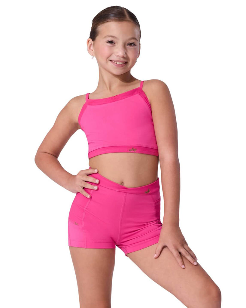 Capezio Berry Cute Longline Strawberry Print Mesh Camisole Bra Top - F12637C Girls