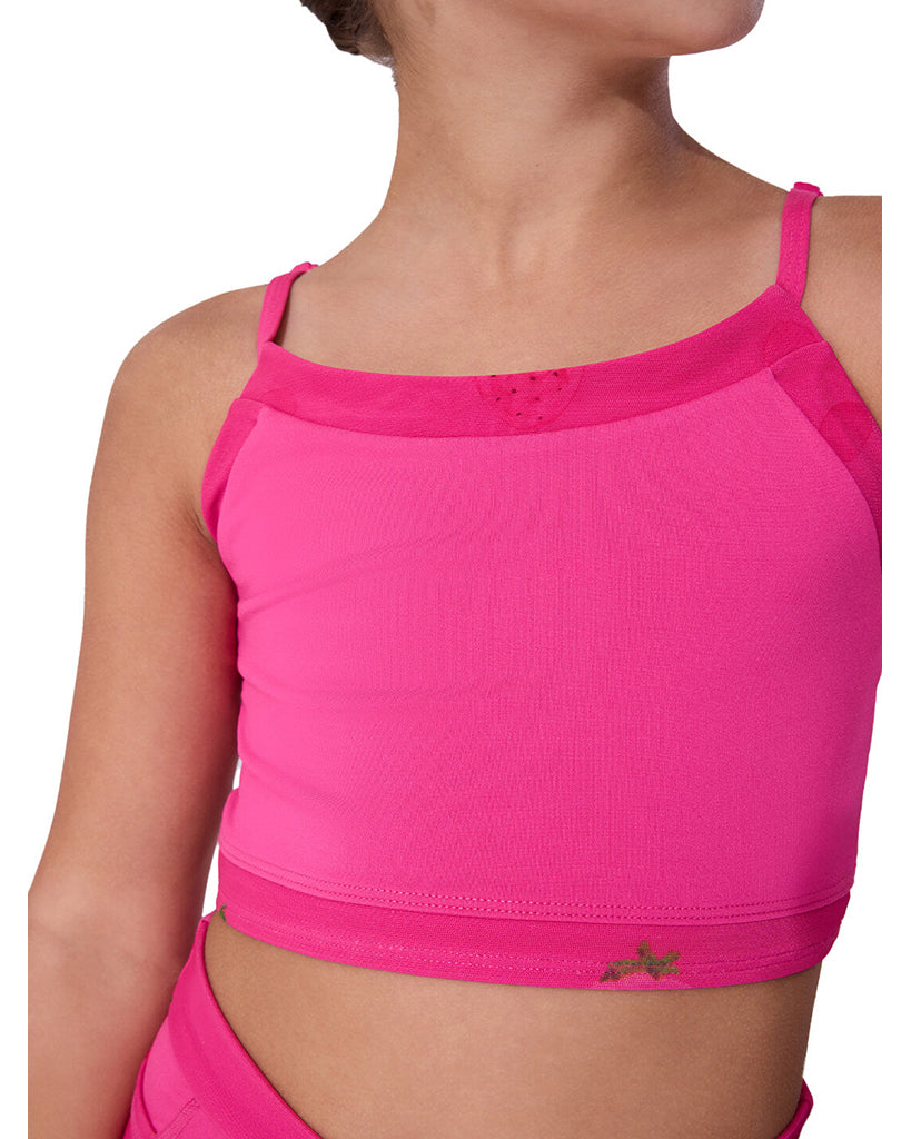 Capezio Berry Cute Longline Strawberry Print Mesh Camisole Bra Top - F12637C Girls