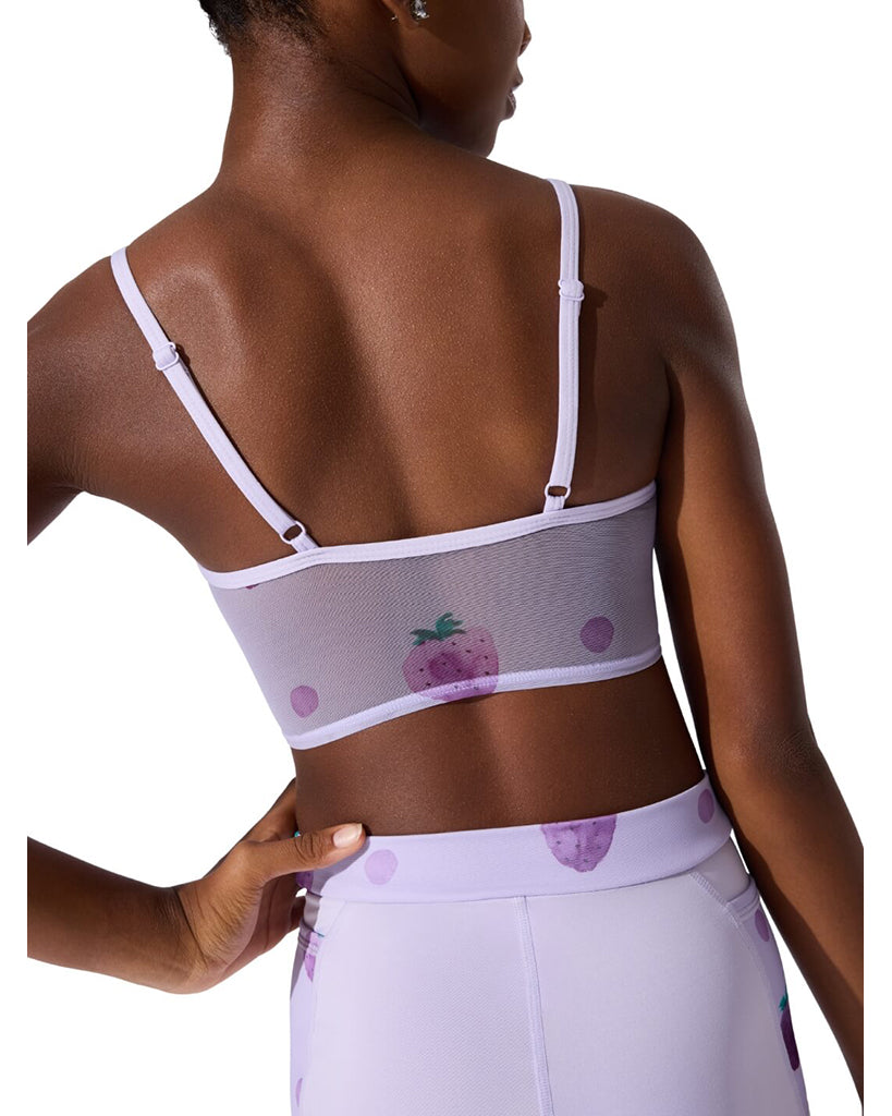 Capezio Berry Cute Longline Strawberry Print Mesh Camisole Bra Top - F12637C Girls