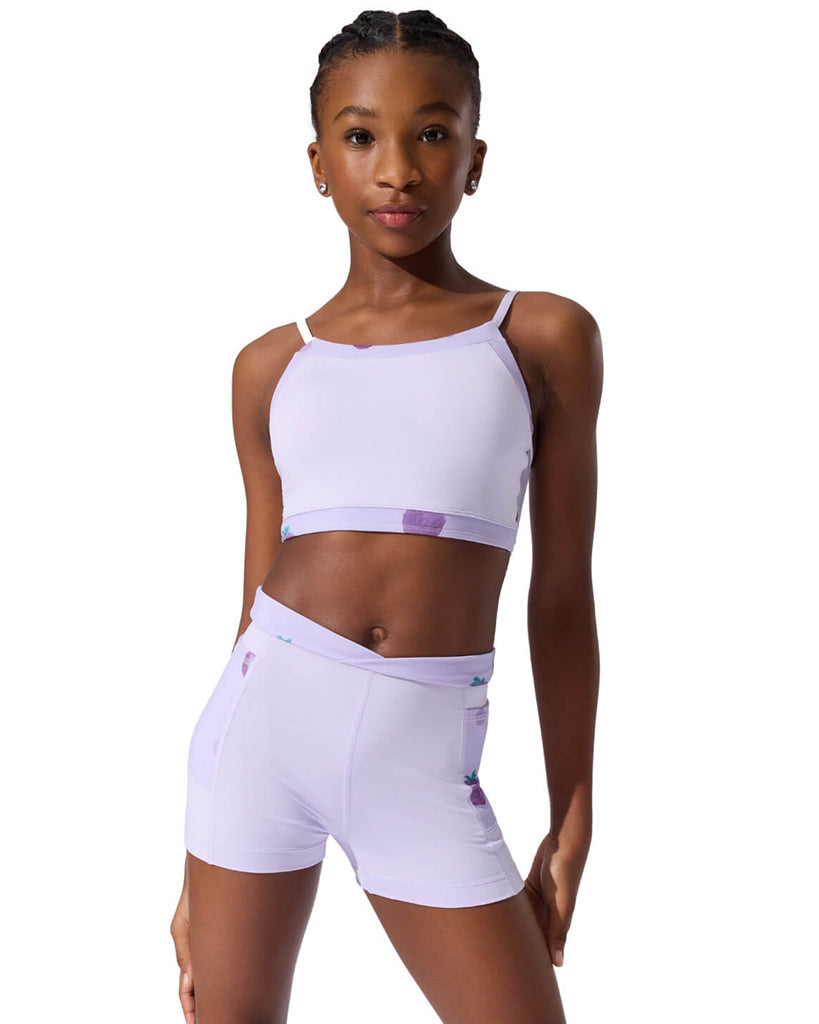 Capezio Berry Cute Longline Strawberry Print Mesh Camisole Bra Top - F12637C Girls