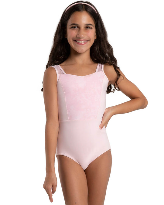Capezio Jewel Garden Lapis Princess Seamed Floral Printed Mesh Tank Leotard - 12292C Girls - Pink