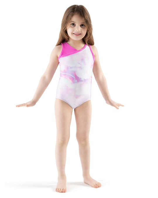Capezio Rainbow Pop Gymnastic Tank Leotard - 12201C - Girls Galaxy Neon Pink Print