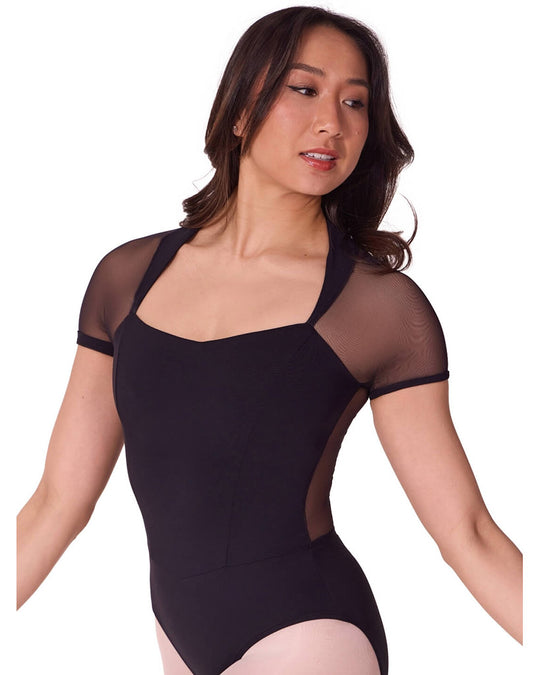 Capezio Soft Elegance Corset Mesh Back Short Sleeve Leotard - EL108W Womens