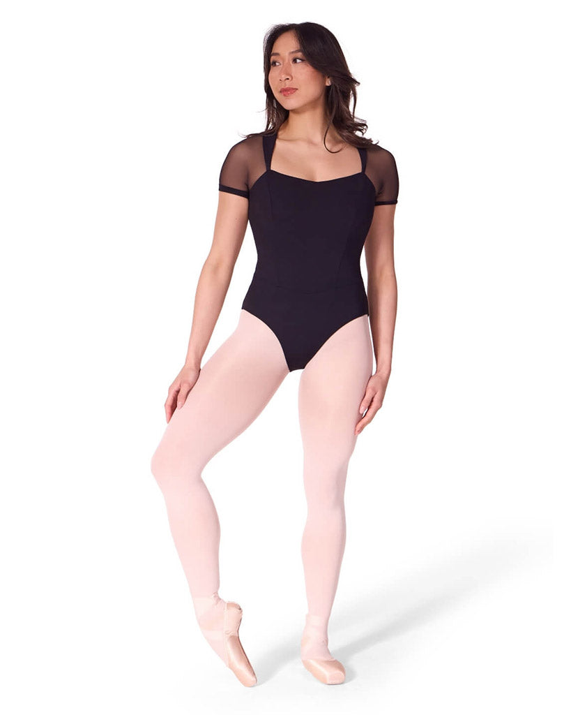 Capezio Soft Elegance Corset Mesh Back Short Sleeve Leotard - EL108W Womens